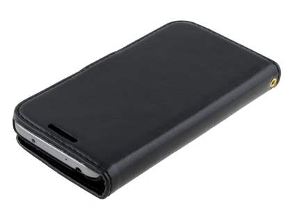 Synthetic Leather Wallet Case with Stand for Samsung Galaxy S4 mini - Classic Black