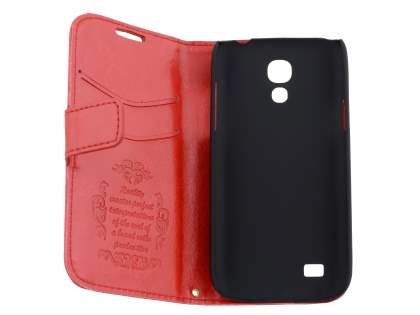 Synthetic Leather Wallet Case with Stand for Samsung Galaxy S4 mini - Red