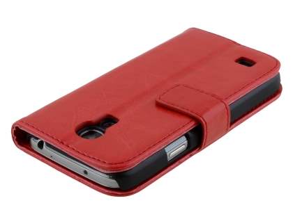 Synthetic Leather Wallet Case with Stand for Samsung Galaxy S4 mini - Red
