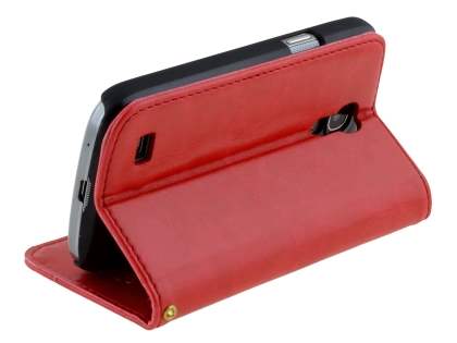 Synthetic Leather Wallet Case with Stand for Samsung Galaxy S4 mini - Red