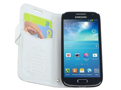 Synthetic Leather Wallet Case with Stand for Samsung Galaxy S4 mini - Pearl White