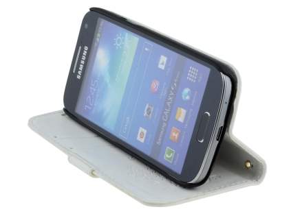 Synthetic Leather Wallet Case with Stand for Samsung Galaxy S4 mini - Pearl White