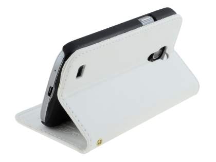 Synthetic Leather Wallet Case with Stand for Samsung Galaxy S4 mini - Pearl White