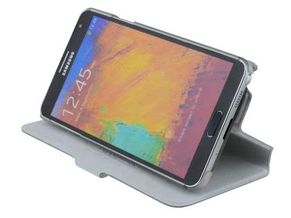 Slim Genuine Leather Portfolio Case for Samsung Galaxy Note 3 - Pearl White