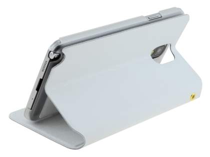 Slim Genuine Leather Portfolio Case for Samsung Galaxy Note 3 - Pearl White