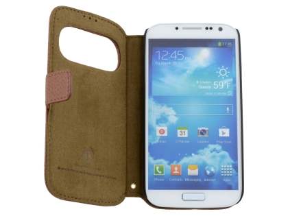 k-cool Smart Genuine Leather Wallet Case with Stand for Samsung Galaxy S4 I9500 - Brown