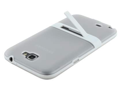 Samsung Galaxy Note 2 N7100 Frosted TPU Case with Stand - Frosted Clear/White