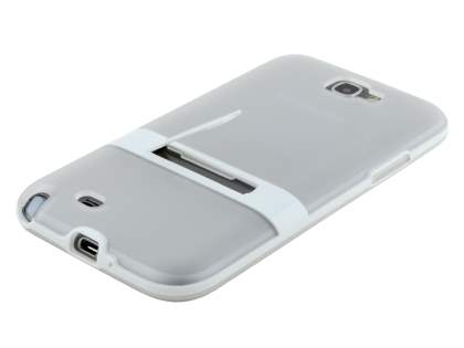 Samsung Galaxy Note 2 N7100 Frosted TPU Case with Stand - Frosted Clear/White