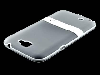Samsung Galaxy Note 2 N7100 Frosted TPU Case with Stand - Frosted Clear/White
