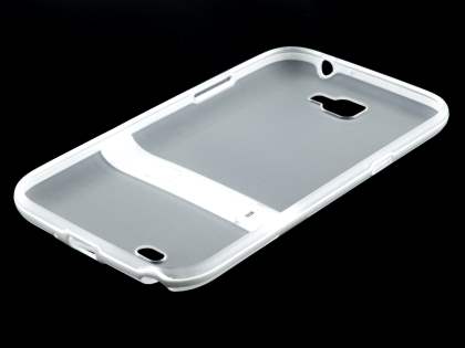 Samsung Galaxy Note 2 N7100 Frosted TPU Case with Stand - Frosted Clear/White