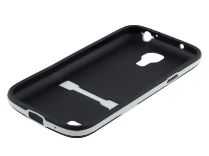 Samsung I9195 Galaxy S4 mini Frosted TPU Case with Stand - Classic Black/White