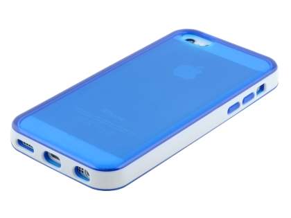 Transparent TPU Gel Case for iPhone 5c - Blue/White