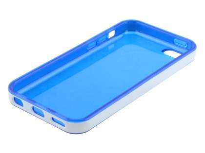 Transparent TPU Gel Case for iPhone 5c - Blue/White