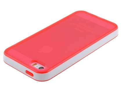 Transparent TPU Gel Case for iPhone 5c - Red/White
