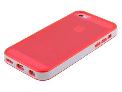 Transparent TPU Gel Case for iPhone 5c - Red/White