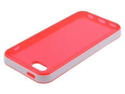 Transparent TPU Gel Case for iPhone 5c - Red/White