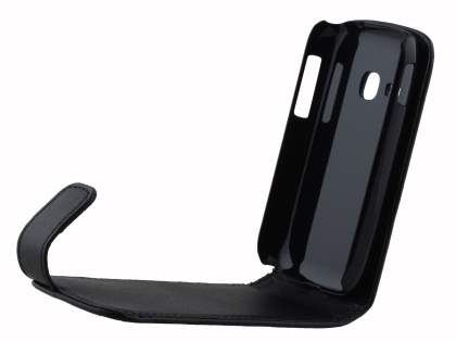 Synthetic Leather Flip Case for Samsung Galaxy Young S6310 - Classic Black