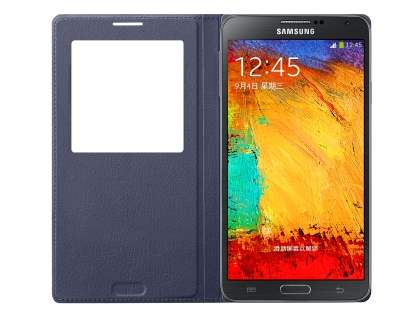 Premium S-View Cover Case for Samsung Galaxy Note 3 - Indigo Blue