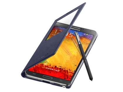 Premium S-View Cover Case for Samsung Galaxy Note 3 - Indigo Blue