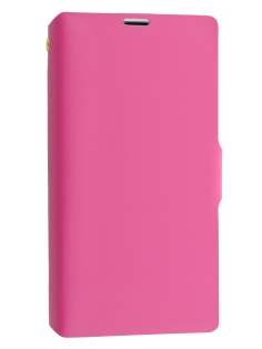 Slim Genuine Leather Portfolio Case with Stand for Sony Xperia Z1 - Pink