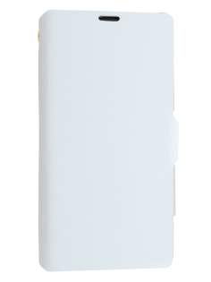 Slim Genuine Leather Portfolio Case with Stand for Sony Xperia Z1 - Pearl White