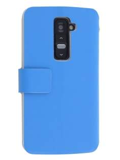 Slim Genuine Leather Portfolio Case for LG G2 - Blue Leather Wallet Case