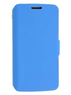Slim Genuine Leather Portfolio Case for LG G2 - Blue
