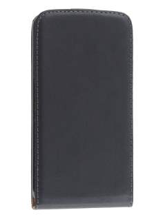 Slim Genuine Leather Flip Case for LG G2 - Classic Black