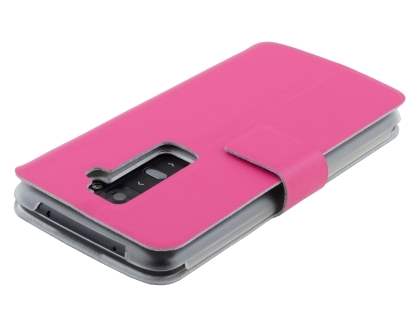 Slim Genuine Leather Portfolio Case for LG G2 - Pink