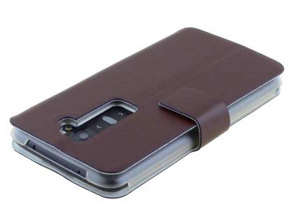Slim Genuine Leather Portfolio Case for LG G2 - Dark Chocolate