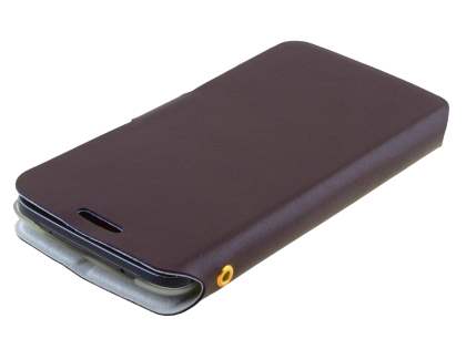 Slim Genuine Leather Portfolio Case for LG G2 - Dark Chocolate