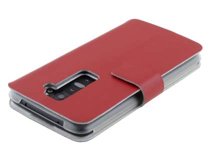 Slim Genuine Leather Portfolio Case for LG G2 - Red