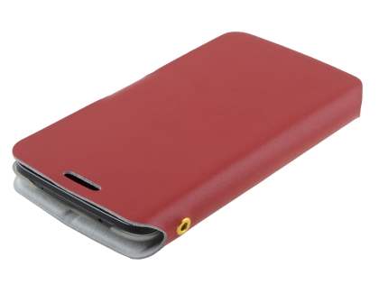 Slim Genuine Leather Portfolio Case for LG G2 - Red