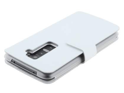 Slim Genuine Leather Portfolio Case for LG G2 - Pearl White
