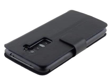 Slim Genuine Leather Portfolio Case for LG G2 - Classic Black