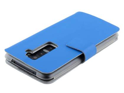 Slim Genuine Leather Portfolio Case for LG G2 - Blue