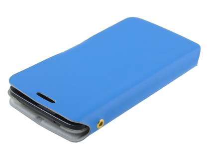 Slim Genuine Leather Portfolio Case for LG G2 - Blue