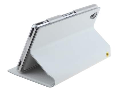 Slim Genuine Leather Portfolio Case with Stand for Sony Xperia Z1 - Pearl White