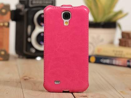 Synthetic Leather Flip Case for Samsung Galaxy S4 I9500 - Pink Leather Flip Case