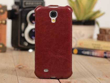 Synthetic Leather Flip Case for Samsung Galaxy S4 I9500 - Rosewood Leather Flip Case