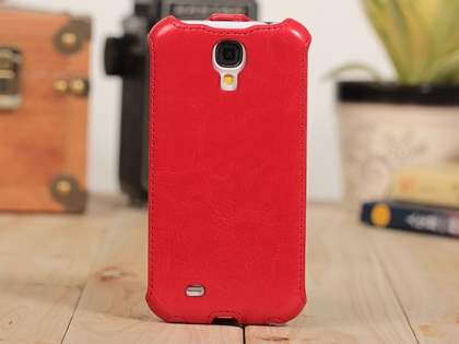 Synthetic Leather Flip Case for Samsung Galaxy S4 I9500 - Red Leather Flip Case