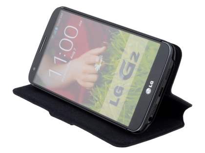 Slim Genuine Leather Portfolio Case for LG G2 - Classic Black