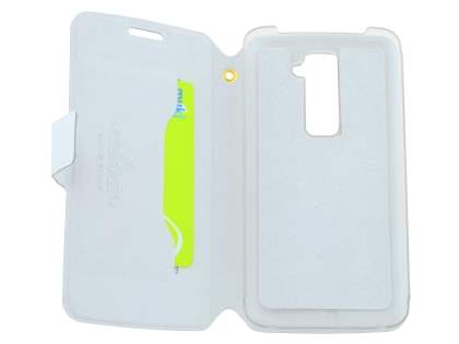 Slim Genuine Leather Portfolio Case for LG G2 - Pearl White