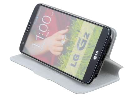 Slim Genuine Leather Portfolio Case for LG G2 - Pearl White