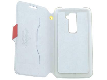 Slim Genuine Leather Portfolio Case for LG G2 - Red