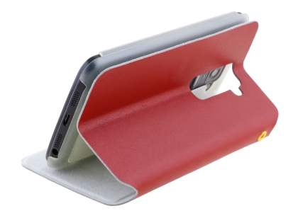 Slim Genuine Leather Portfolio Case for LG G2 - Red