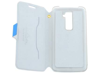 Slim Genuine Leather Portfolio Case for LG G2 - Blue
