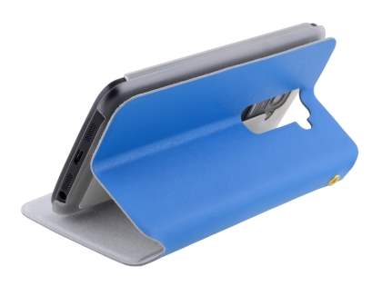Slim Genuine Leather Portfolio Case for LG G2 - Blue