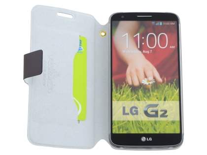 Slim Genuine Leather Portfolio Case for LG G2 - Dark Chocolate