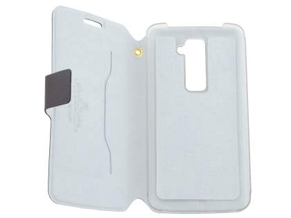 Slim Genuine Leather Portfolio Case for LG G2 - Dark Chocolate